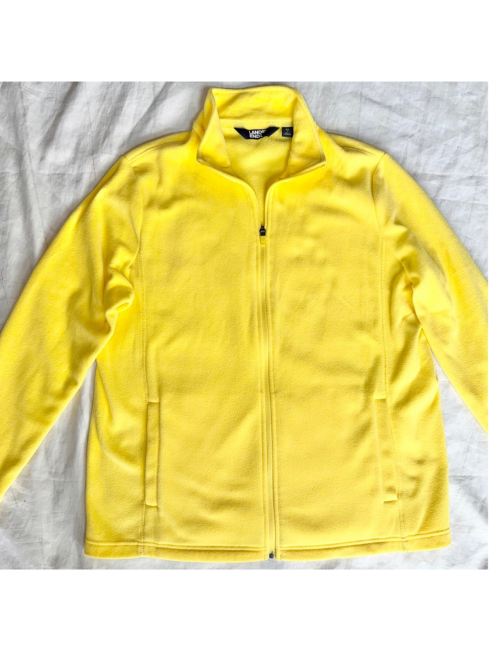NWOT Women’s XL Lands’ End Long Sleeve Full Zip Fleece Jacket Bright Yellow